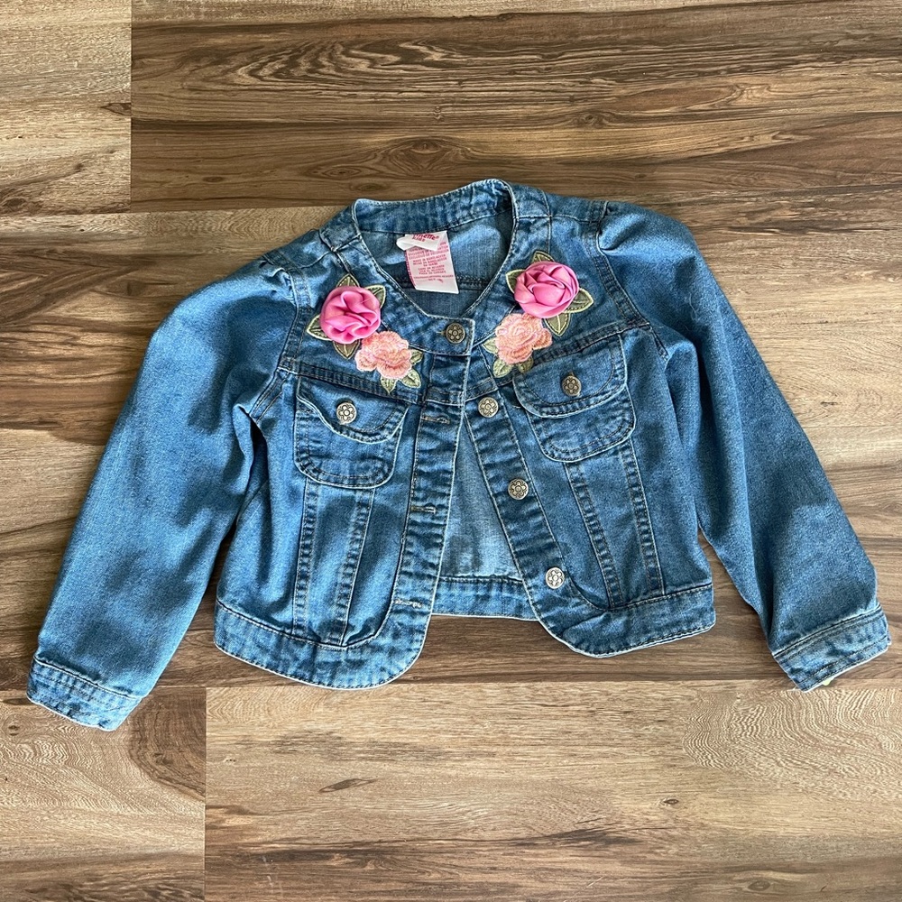 Nannette Kids Jean jacket with little roses and in embroider  flowers